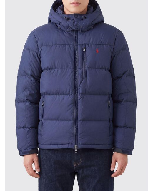 Polo Ralph Lauren Blue Gorham Quilted Nylon Hooded Down Jacket With Pony Logo for men