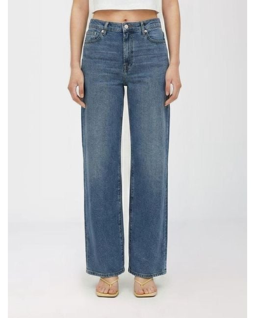 7 For All Mankind Blue Palazzo Stretch Denim Jeans