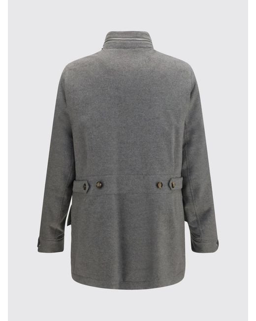 Brunello Cucinelli Gray Single-Breasted Short Coat for men