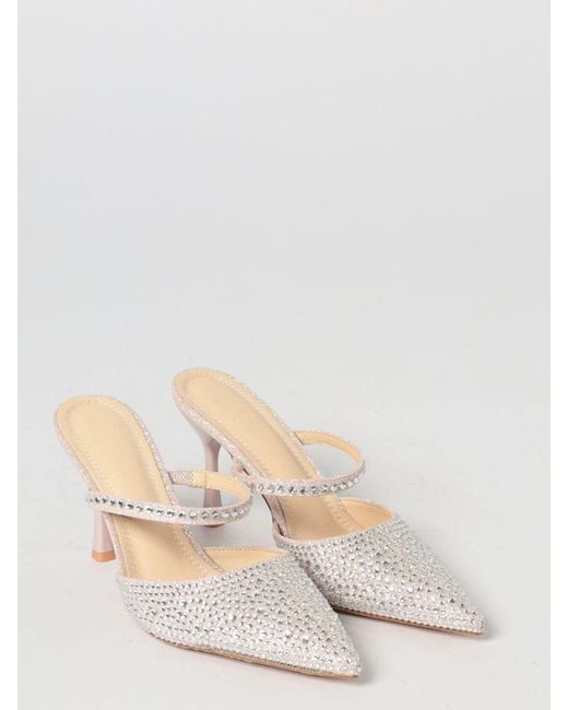 Twentyfourhaitch White Mango Glitter And Rhinestone Mules