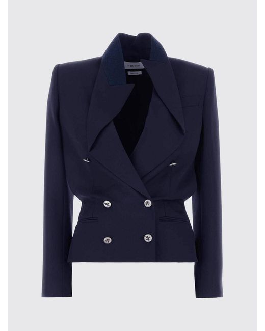 McQueen Blue Double-Breasted Wool Blazer