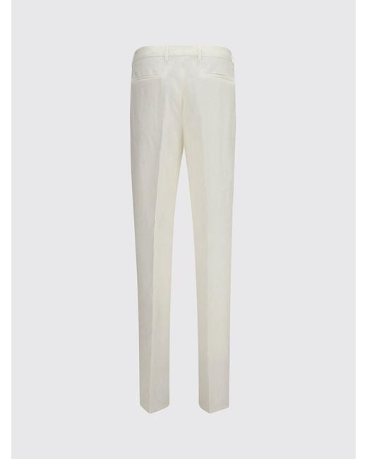 Brunello Cucinelli White Linen Tailored Trousers for men