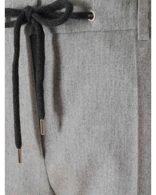 Eleventy Gray Slim-Fit Wool And Cashmere Trousers With Drawstring Waist
