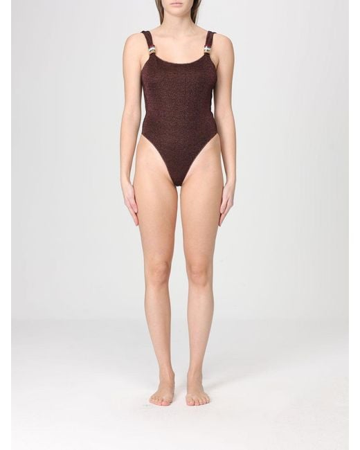 Oseree Brown Lurex Swimsuit