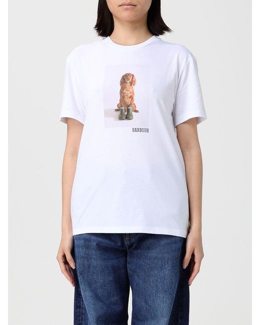 Barbour White Printed Cotton T-Shirt