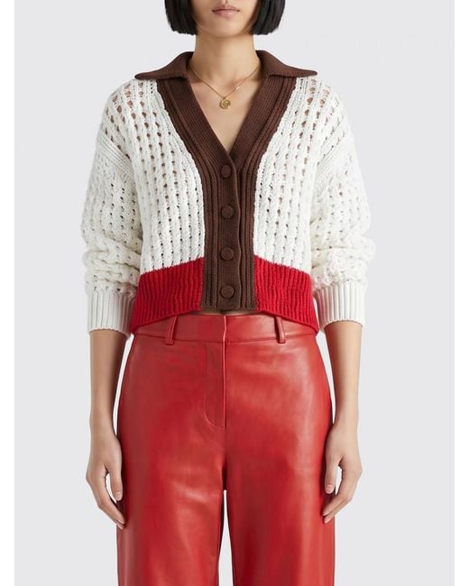 Fendi Red Perforated Cotton Cardigan