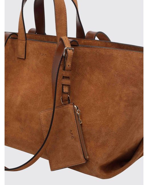 A.P.C. Brown Le Drummer Large Suede Tote Bag With Four Handles