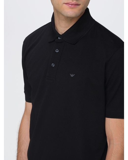 Emporio Armani Black Cotton Polo Shirt for men