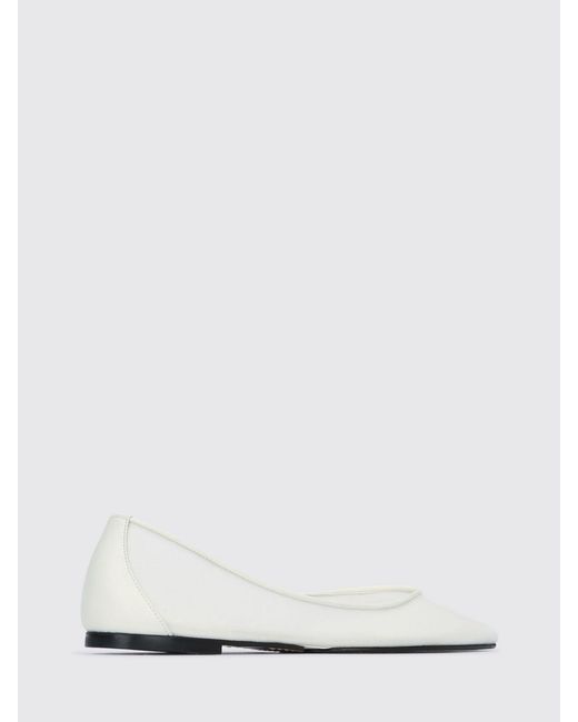 Jacquemus White Nylon Ballet Flats With Almond Toe And Lambskin Leather Interior