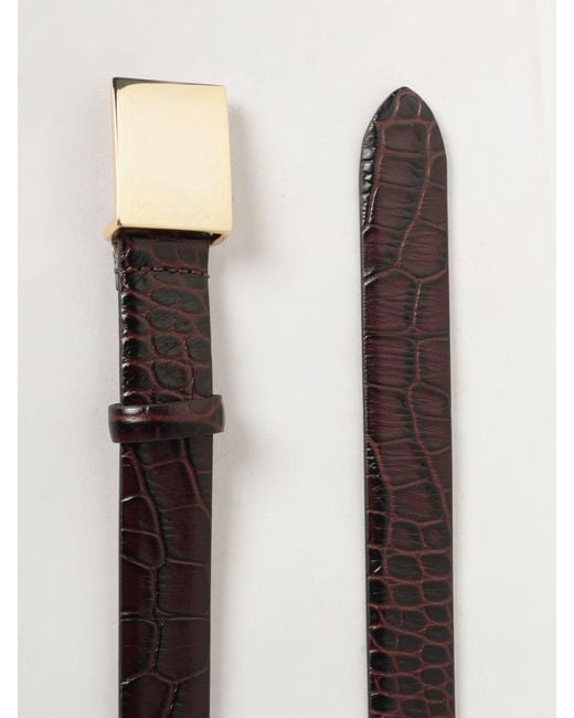 Alysi White Crocodile Print Leather Belt