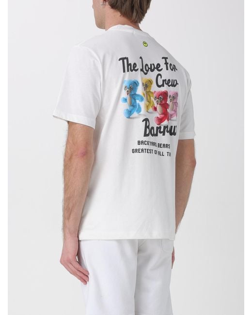 Barrow White Printed Cotton T-Shirt for men