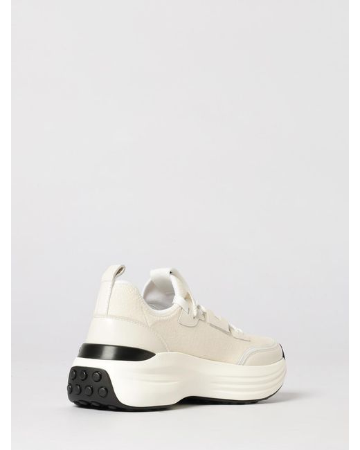 Tod's White Knit And Leather Sneakers