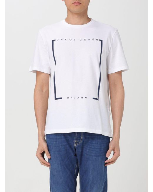 T-shirt con stampa logo di Jacob Cohen in White da Uomo