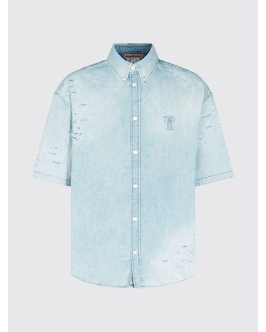 Acne Blue Relaxed Fit Bowling Shirt for men