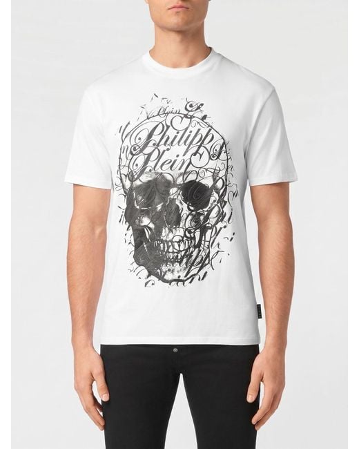 Philipp Plein White Skull Cotton T-Shirt for men