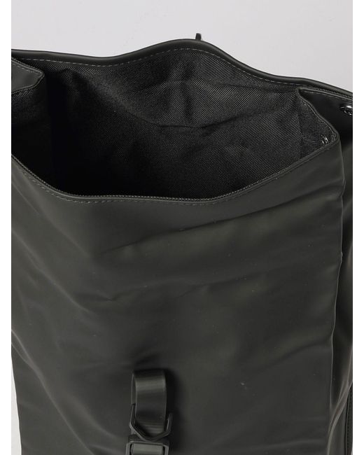 Rains Black Waterproof Rolltop Rucksack