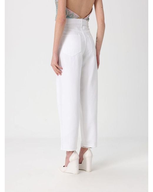 Pinko White Cotton Denim Crop Jeans