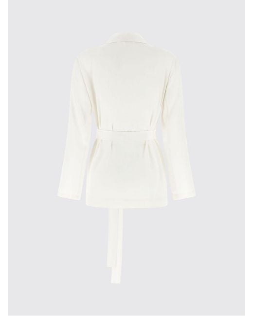 P.A.R.O.S.H. Natural Short Robe-Style P.A.R.O.S.H. Blazer With A Tie-Waist Belt And Lapels