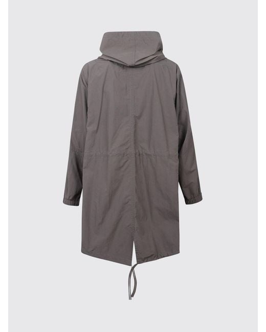 Dries Van Noten Gray Technical Fabric Parka With Drawstring Hood And Hem for men