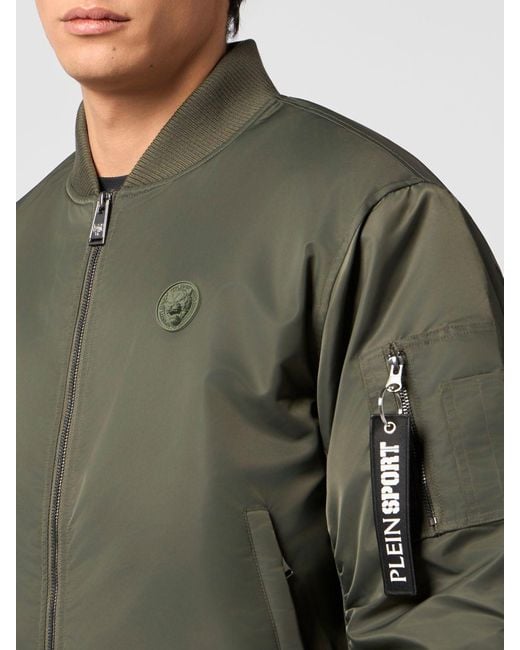 Philipp Plein Green Nylon Bomber Jacket for men