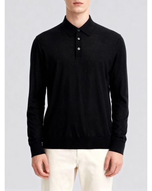 Kiton Blue Wool Knit Polo Shirt for men