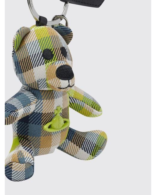 Vivienne Westwood Multicolor Teddy Bear Tartan Keychain With Orb Logo