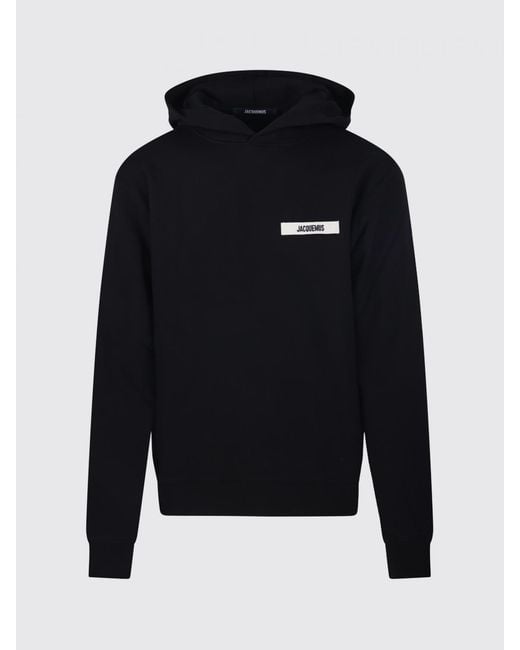 Jacquemus Blue Relaxed Fit Cotton Hoodie With Logo And Dropped Shoulders for men