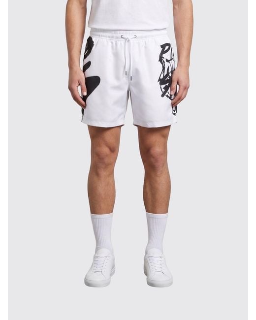 Philipp Plein White Stretch Technical Fabric Jogging Shorts for men