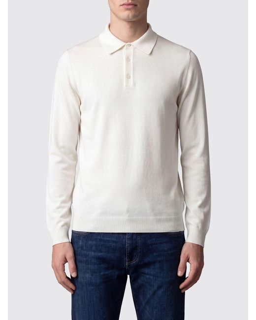 Roberto Collina White 3-Button Merino Wool Knit Polo Shirt for men