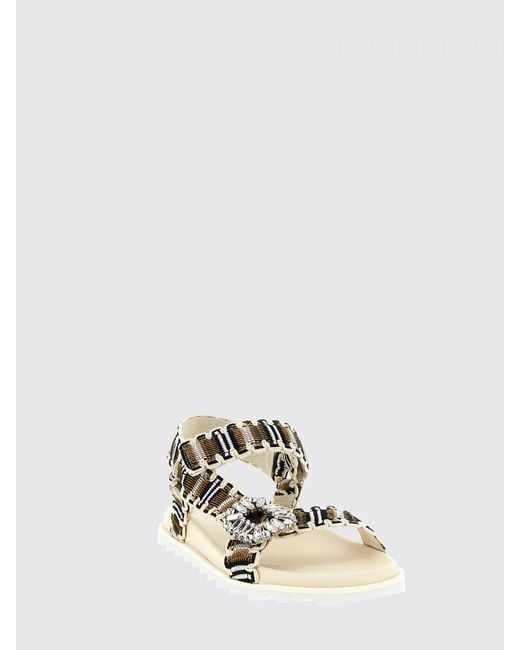Roger Vivier White Slidy Viv' Crochet Polyester Sandal With Jewel Buckle