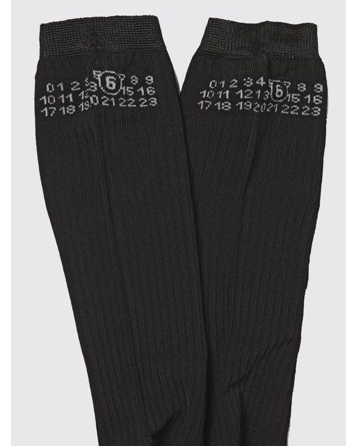 MM6 by Maison Margiela Black Cotton Blend Socks With Numbers Logo