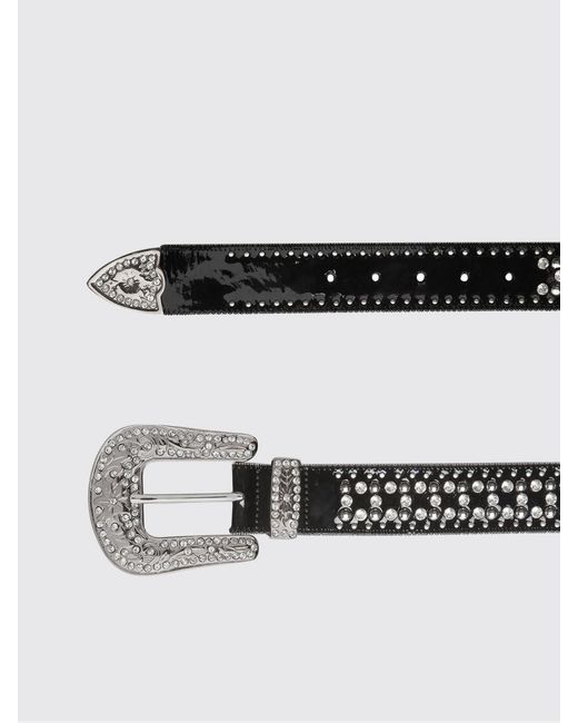 Cinturón De Piel Barnizada Con Tachuelas Y Cristales Philipp Plein de color Gray