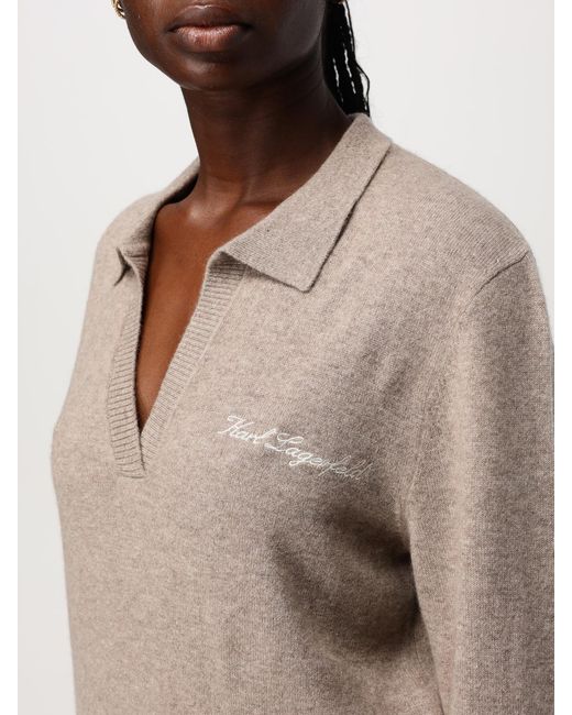 Karl Lagerfeld Natural Cashmere Vneck Knit Sweater