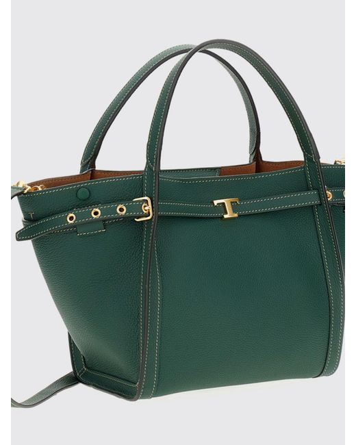 Tod's Green Small Leather Shopping Handbag