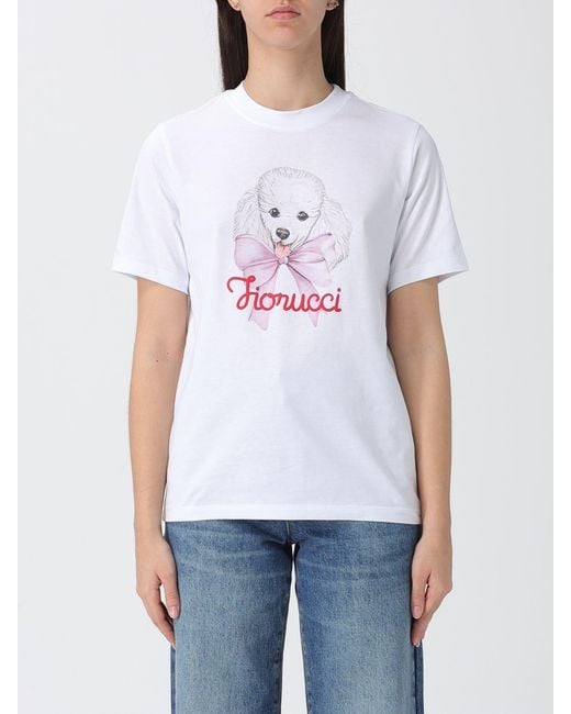 Fiorucci White Striped Cotton T-Shirt With Logo