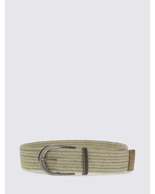 Brunello Cucinelli Gray Woven Linen Blend Belt With Monile