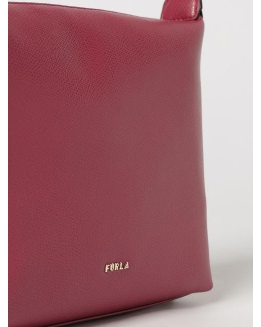 Furla Pink Tonie Grained Leather Shoulder Bag By With Removable Strap