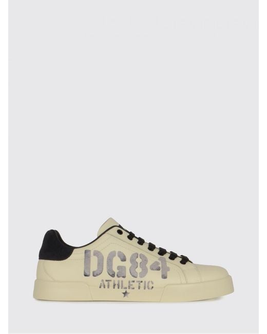 Dolce & Gabbana Natural Dolce &Amp Gabbana Portofino Light Strobel Leather Sneakers for men