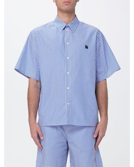 MSGM Blue Casual Striped Cotton Shirt for men