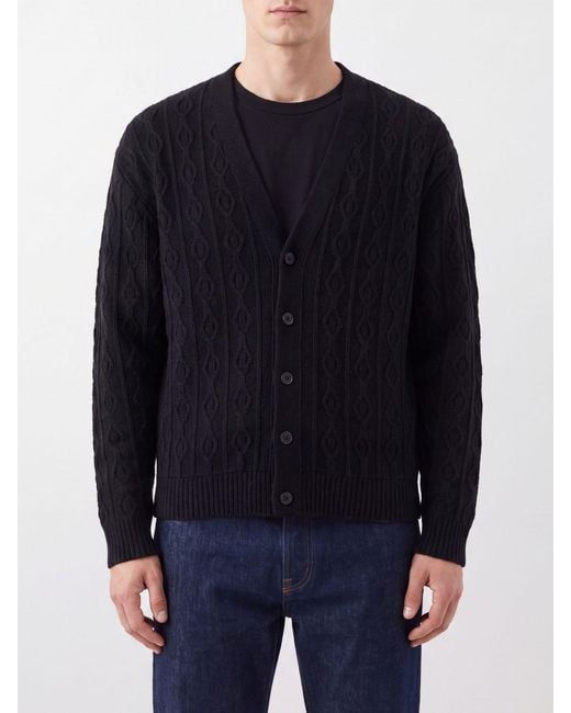 The Row Blue V-Neck Pure Cashmere Cardigan With Button Closure for men