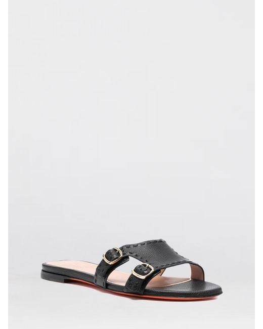 Santoni White Leather Slippers