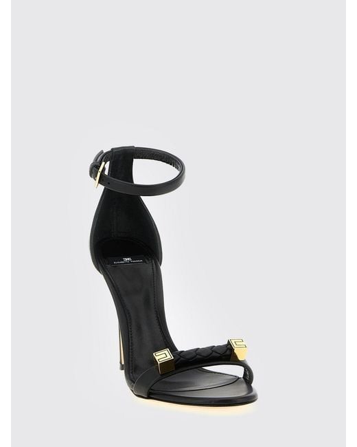 Elisabetta Franchi Black Leather Sandals