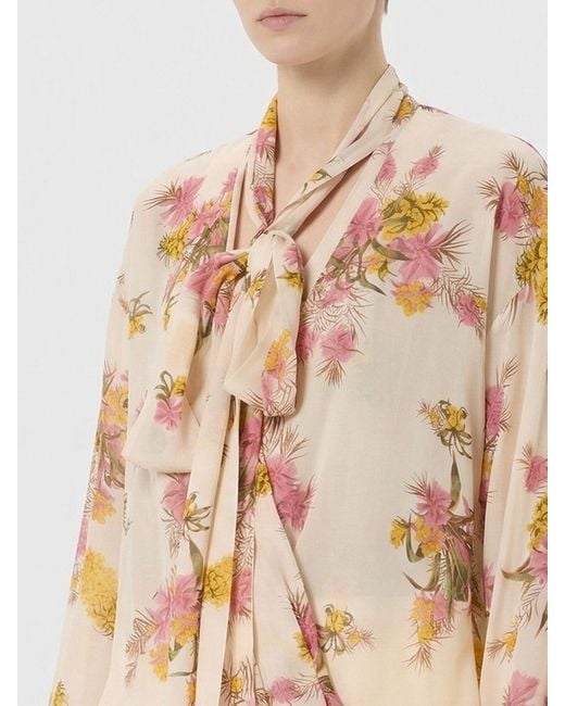 Blumarine Natural Floral Print Viscose Blouse