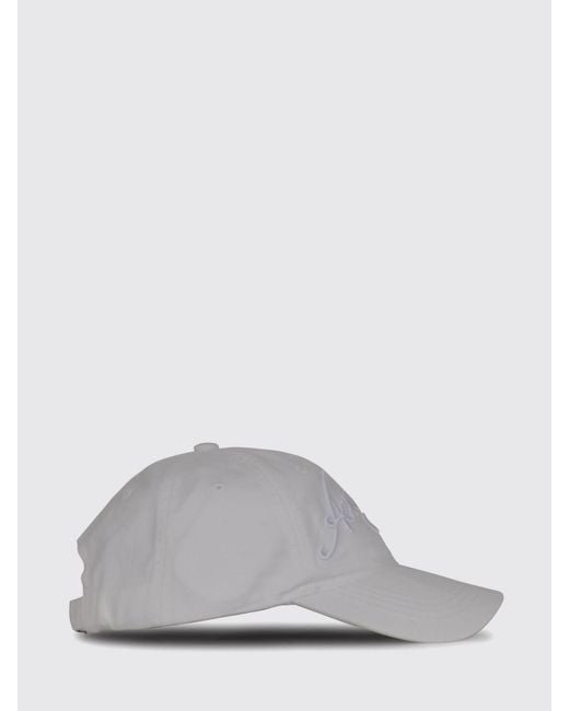 Acne Gray Cotton Twill Hat With 3D Embroidered Logo for men