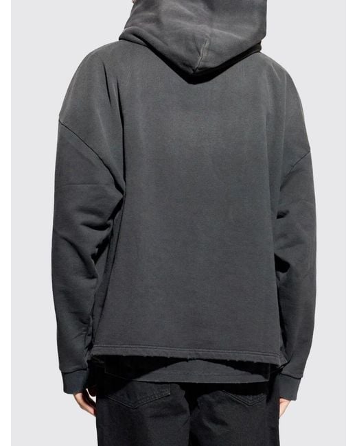 Represent Gray Cotton Hoodie With Logo for men