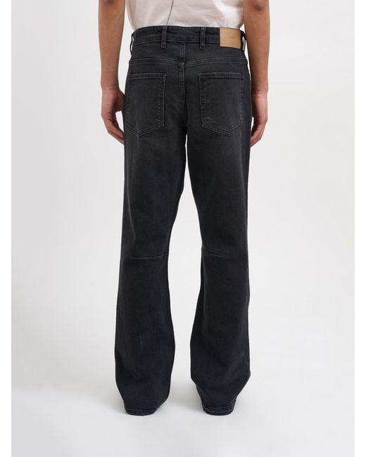 Represent Black Cotton Denim Flared Jeans for men