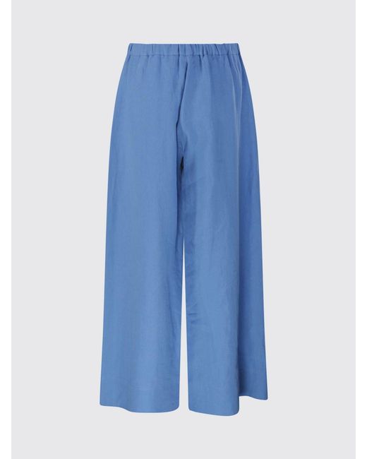 Max Mara Blue Wide Linen Trousers