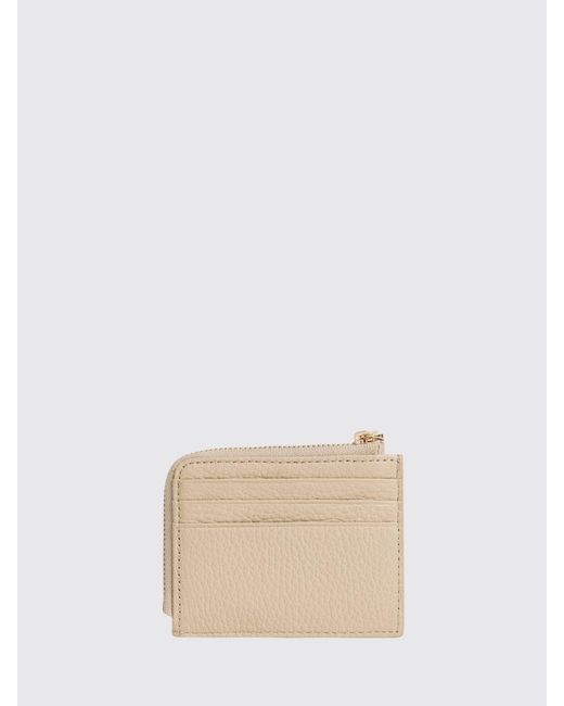 Coccinelle Natural Tassel Grained Leather Credit Card Holder