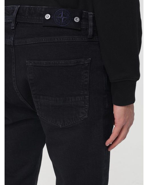 Stone Island Black Denim Straight Jeans for men