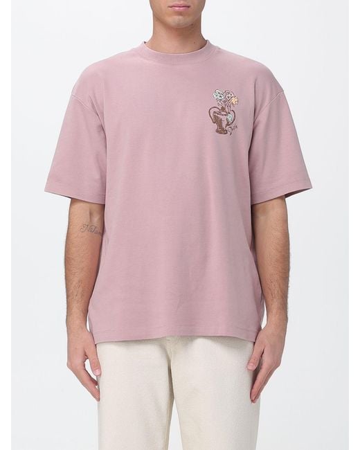 Drole de Monsieur Pink Printed Cotton T-Shirt for men